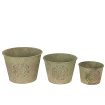 Artikel Blumentopf Metall Grün Vintage Ø22cm–13,5cm 3er-Set