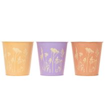 Artikel Übertopf Blumenmotiv in Pastellfarben für Balkon und Tischdeko 10cm 3St