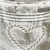 Artikel Blumentopf Shabby Chic Übertopf Metall Herz Ø17,5cm H15,5cm