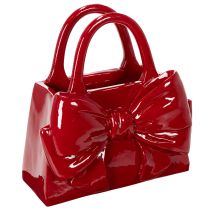 Artikel Deko Handtasche Vase mit Schleife glänzend 22cm