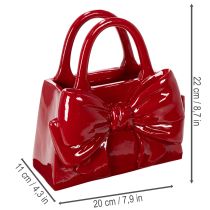 Artikel Deko Handtasche Vase mit Schleife glänzend 22cm