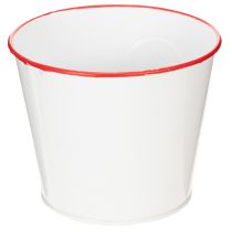 Artikel Blumentopf Weiß mit Herz in Rot Übertopf Pflanztopf Ø13cm H10,5cm