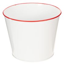 Artikel Blumentopf Weiß mit Herz in Rot Übertopf Pflanztopf Ø18cm H13,5cm