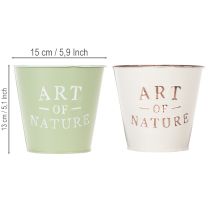 Artikel Übertopf Art of Nature mit Schriftzug Dekoration für Fensterbank und Wohnzimmer 15cm 2St