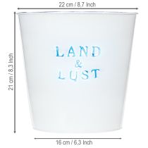 Artikel Blumentopf groß Weiß, Blau Metalldeko Übertopf Ø22×H21cm