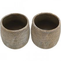 Artikel Boho Blumentopf Übertopf Keramik Flechtoptik Ø9cm H10,5cm 2St