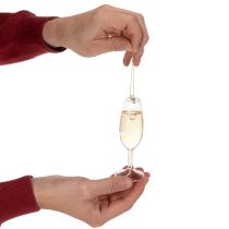 Artikel Sektflasche und Sektglas Anhänger-Set Weihnachtsbaum-Dekoration 14cm 2St