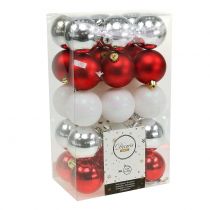 Artikel Weihnachtskugel Mix Weiß, Rot, Silber Ø5,5cm 30St