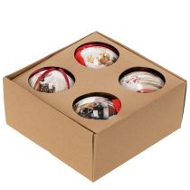 Artikel Weihnachtskugel mit Hirschmotiv und Band zum Aufhängen 7cm 4St