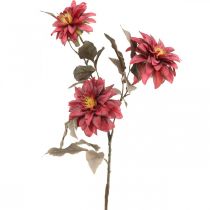 Kunstblume Dahlie Rot, Seidenblume Herbst 72cm Ø9/11cm