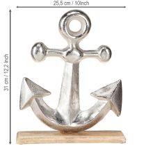 Artikel Deko Anker Metall Holz in Natur Silber 25,5x5,5x31cm