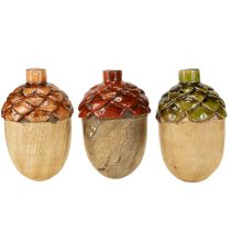 Artikel Deko Eicheln Holz Tischdeko Grün Orange Rot H10cm 3 St