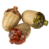 Artikel Deko Eicheln Holz Tischdeko Grün Orange Rot H10cm 3 St