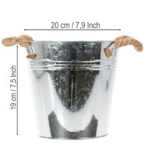 Artikel Deko Eimer Blumentopf Metall mit Seilgriffen Ø20cm