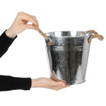 Artikel Deko Eimer Blumentopf Metall mit Seilgriffen Ø20cm