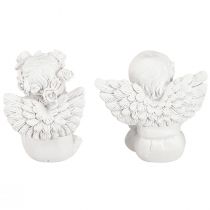 Artikel Deko Engel mit Herz Grabschmuck Weiß Polyresin H5cm 6St