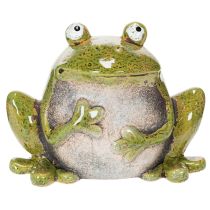 Artikel Deko Frosch Keramik Grün Braun Vintage L15,5cm