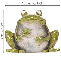 Artikel Deko Frosch Keramik Grün Braun Vintage L15,5cm