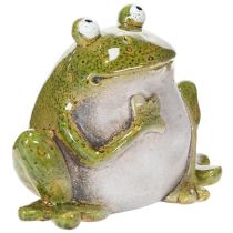 Artikel Deko Frosch Keramik Grün Braun Vintage L15,5cm