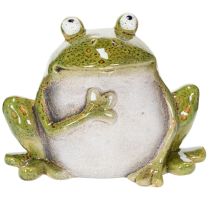 Artikel Deko Frosch Keramik Grün Braun Vintage L15,5cm