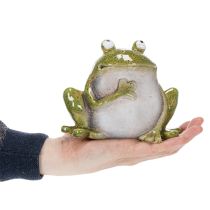 Artikel Deko Frosch Keramik Grün Braun Vintage L15,5cm