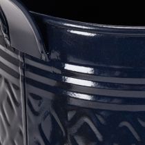 Artikel Deko Gießkanne Vintage Blau Gold Karo Metall Retro-Design für Innenraum Gartenbalkon 65cm