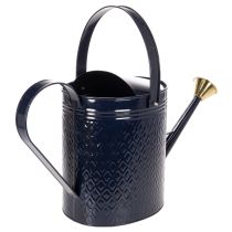 Artikel Deko Gießkanne Vintage Blau Gold Karo Metall Retro-Design für Innenraum Gartenbalkon 65cm