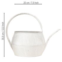 Artikel Deko Gießkanne Weiß Vintage Metall Rillen Blumentopf 25cm