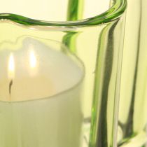 Artikel Deko Glas Teelichthalter Blütenform Grün Ø7,5cm H6cm 6St