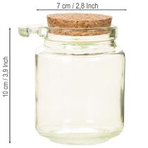 Artikel Deko Glas mit Korkdeckel und Löffel Grün Ø7cm H10cm 2St