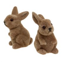 Deko-Hase 9,5cm beflockt Braun 12St