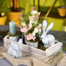 Artikel Deko-Hase, Gartenfigur in Beton-Optik, Shabby Chic, Osterdeko mit Silberakzenten H21/14cm 2er-Set