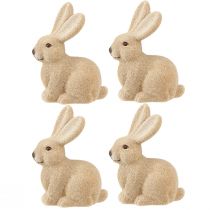Artikel Deko Hasen Sitzend Ostern Braun – 2. Wahl – Beflockt H15cm 4 St
