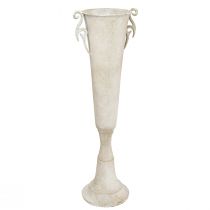 Artikel Deko-Pokal-Vase Vintage Metall Antik-Stil mit Griffen, Grau, Ø15cm H59cm, für Trockenblumen & Innendekoration