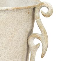 Artikel Deko-Pokal-Vase Vintage Metall Antik-Stil mit Griffen, Grau, Ø15cm H59cm, für Trockenblumen & Innendekoration