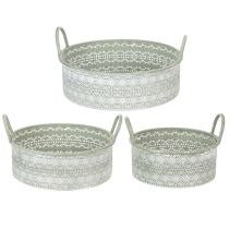 Artikel Deko-Schale Metall mit Griffen Übertopf Vintage 3er-Set