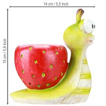 Artikel Deko Schnecke Blumentopf Erdbeer Keramik Grün Rot 15,5cm