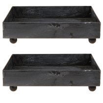 Artikel Deko Tablett Metall Schwarz Grau gewaschen 15×15cm 2St
