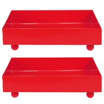 Artikel Deko Tablett quadratisch Rot Metalltablett 15×15cm 2St