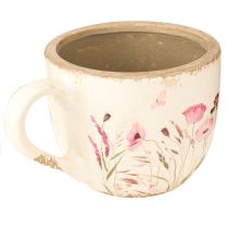 Artikel Deko Tasse Keramik Mohn Krakelee Creme Bunt 15cm×12,5cm