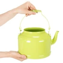 Artikel Deko-Teekanne Metall Apfelgrün - Blumen-Übertopf - Ø20cm H15cm - Vielseitige Gartendeko und Geschenkidee