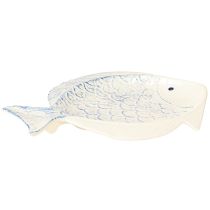 Artikel Deko Teller Fisch Keramik Tischdeko Blau Weiß 30×22cm