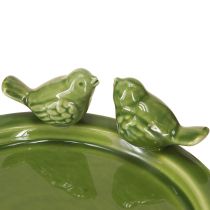 Artikel Deko Teller Vogeltränke Tischdeko Keramik Grün Ø20,5cm 2St