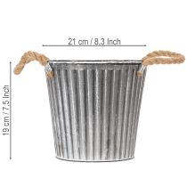 Artikel Deko-Topf zum Bepflanzen, Metalltopf mit Henkeln, Metalldeko Shabby Chic Ø21,5cm