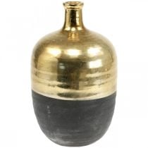 Deko Vase Schwarz/Gold Blumenvase Keramik Ø18cm H29cm