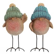 Artikel Deko Vogel mit Mütze Winterdeko Blau Grün H18cm 2 St