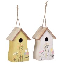 Artikel Deko zum Hängen Vogelhäuschen Holz Weiß Gelb 13cm 2 St