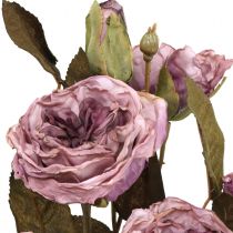 Deko Rosen Blumenstrauß Kunstblumen Rosenstrauß Violett 45cm 3St