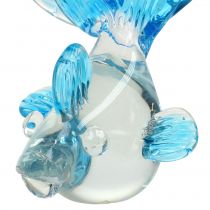 Deko-Fisch aus Glas klar, Blau 15cm