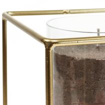 Artikel Deko Kerzenhalter Gold Metall Windlicht Glas 12×12×13cm